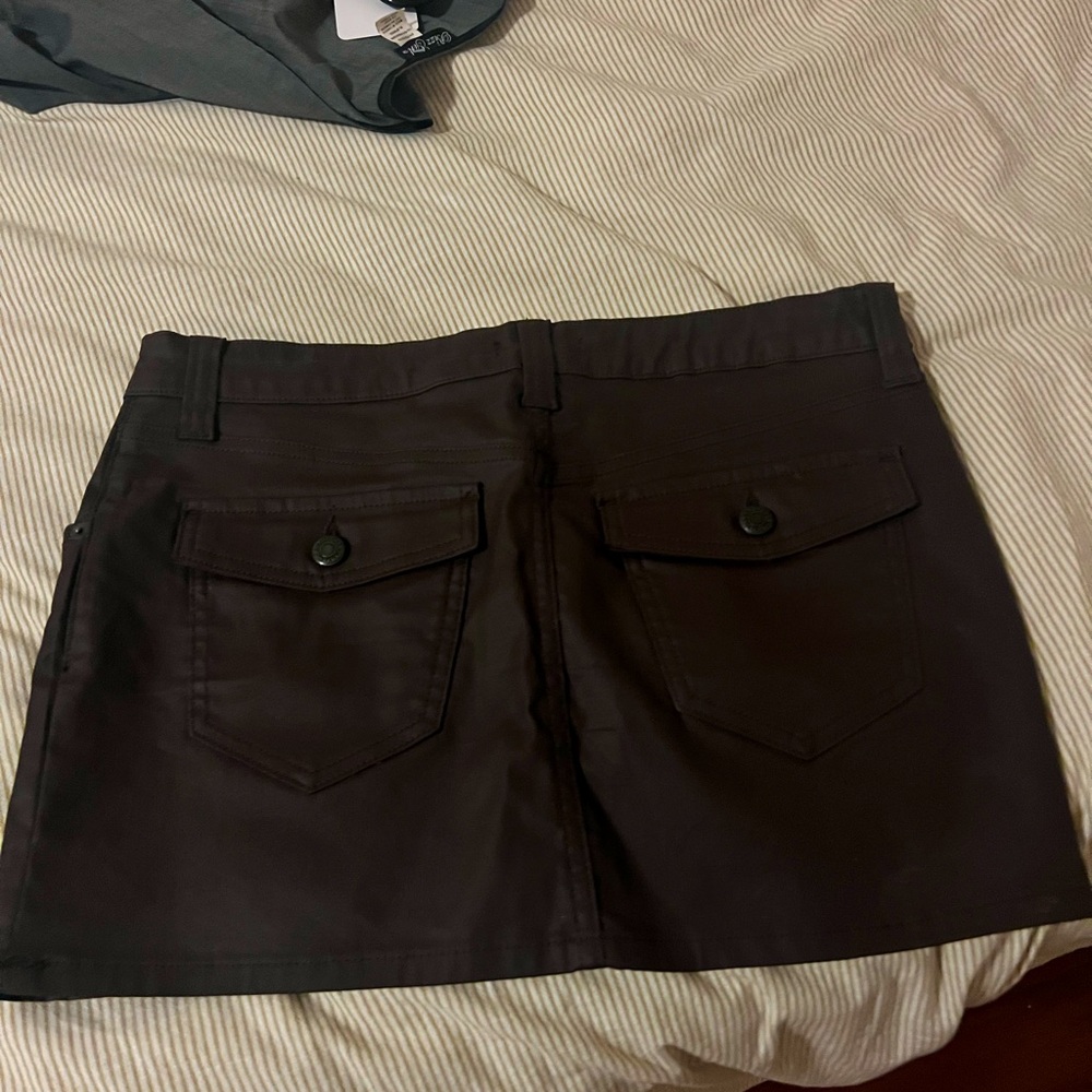 Dark Brown Mini Skirt with Pockets